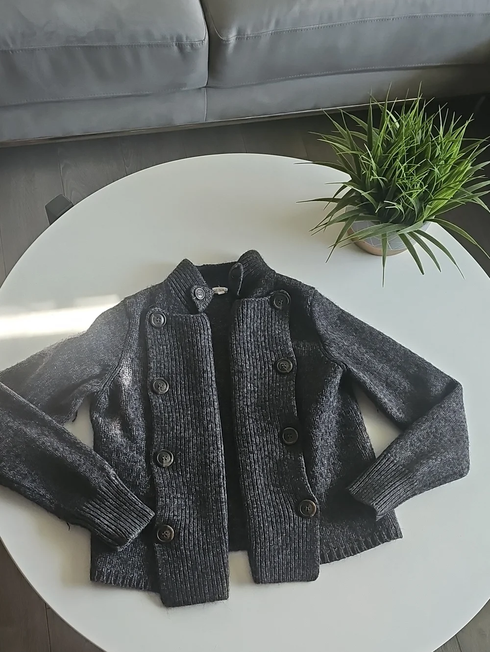 J Crew Double-Breasted Knit Jacket - Charcoal Gray